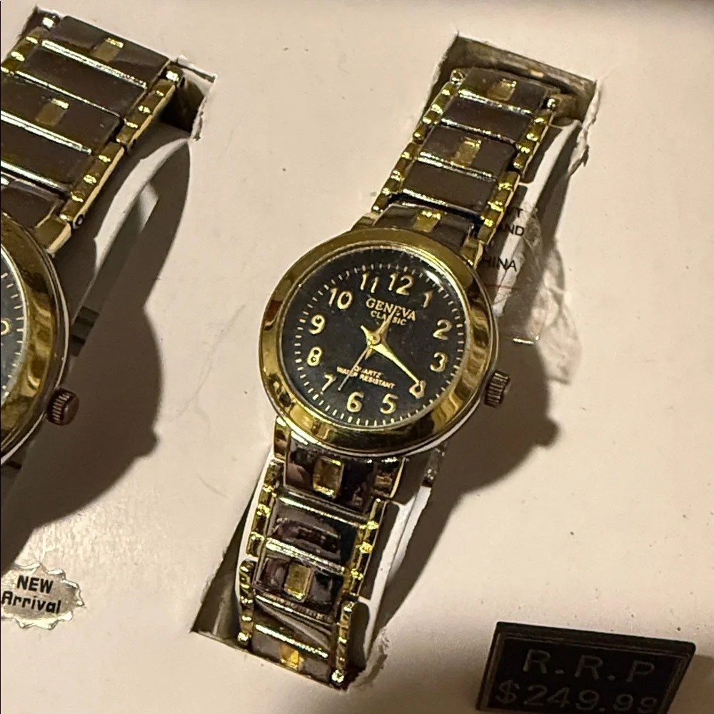 Geneva Men's and Women’s Gold and Silver Watch Duo